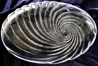 Retro Swirl Pattern Oval Crystal Glass Tray Dish 34 Cm X 22.  5 Cm 1.  4 Kg