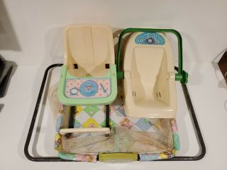 Vintage 1980s Cabbage Patch Kids Doll Crib/high Chair/ Carseat Coleco