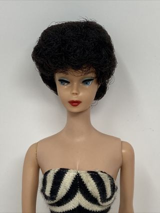 Vintage Early Mattel Raven Black Hair Bubble Cut Barbie Doll