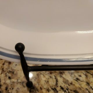 CORELLE Indigo Platter wide slate blue & narrow grey gray stripe 12 1/8 