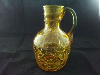 Blenko Amber Swirl Crackle Glass Vase 5.  5 Inches