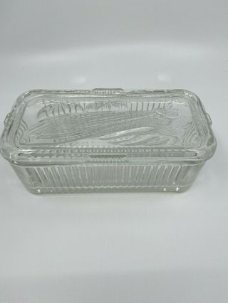 Federal Ribbed Glass Rectangular Refrigerator Dish With Vegetable Lid