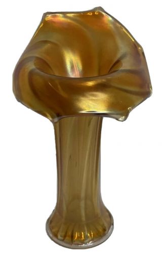Rare Vintage (jack In The Pulpit) Marigold Carnival Glass Vase