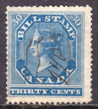 Canada First Bill Stamp Fb12 30c Blue,  1864 Perf12½x13½,