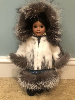 Made In Alaska American Girl Doll Size Fur Coat And Moccasins For 18 In.  Doll