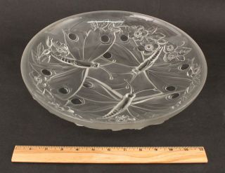 Antique 1930s Art Deco Verlys French Art Glass,  Butterflies Charger Center Bowl