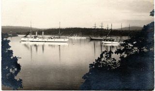 Pc With British War Ships In Esquimalt Harbour Real Photo Pc Vancouver Island
