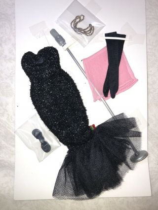 12” Vintage Mattel Barbie Clothing “solo In The Spotlight” Black Dress Gown B2