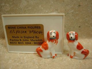 Dollhouse Miniatures Vintage Bone China Staffordshire Spaniels Made In England