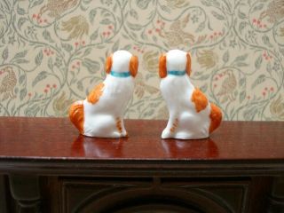 Dollhouse Miniatures Vintage Bone China Staffordshire Spaniels Made in England 3