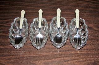 4 Princess House Lead Crystal Spoon / Fork Holders