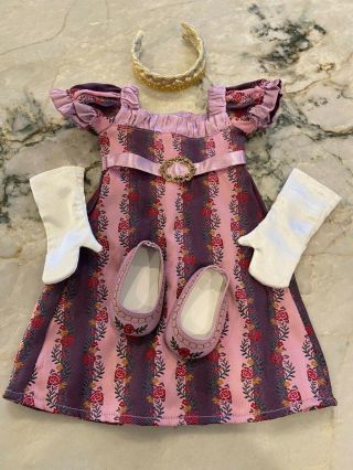 American Girl Caroline Holiday Gown Outfit Dress Shoes Headband Gloves