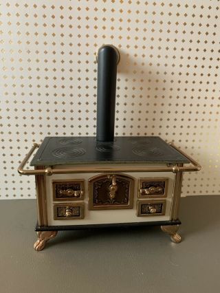 Vtg Bodo Hennig Germany Miniature Dollhouse Enamel Metal Stove 1:12 Plus Box