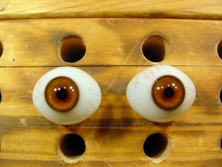 Vintage Pair Glass Eyes With Veins For Bisque Doll Ø 23mm Age 1910 Lausch A 1498