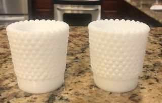 Set of Two Milk Glass Hobnail Votive Candle Holders 2