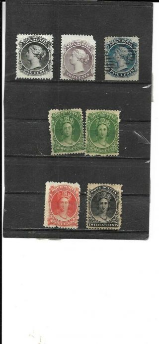 7 Canada - Nova Scotia Queen Victoria Stamps 8 - 13 & 11a (scott) Canc/mh