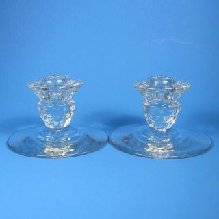 Fostoria American Clear Candlesticks Candle Holders Set Of 2 Candlestick Holder