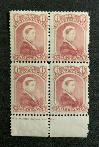 Newfoundland Stamps 35 Imprint Block Mh