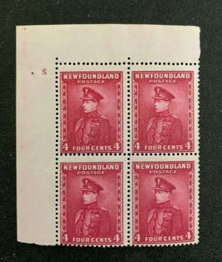 Newfoundland Stamps 189 Plate Block Mh