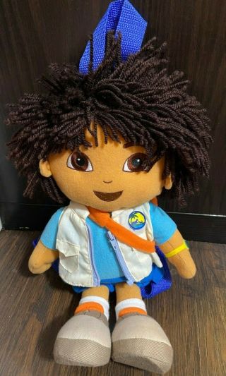 Go Diego Go Plush Backpack 14 " With Zipper Opening 2007 Nick Jr.  Nickelodeon