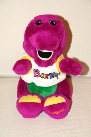 Vintage 14 " Barney The Purple Dinosaur Plush W/original T - Shirt - 1992 - Dakin