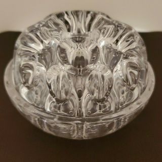 Vintage Reims France Domed 3 - Tier Clear Glass 19 - Hole Flower Frog Heavy 4 " X 3 "