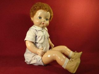 Large Vintage Effanbee 24 " Composition Boy Doll Flirty Eyes Outfit