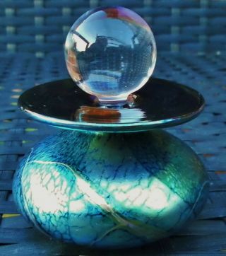 Isle Of Wight Alum Bay Iridescent Trails Glass Paperweight Perfume Scent Bottle