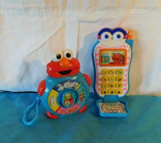 Vintage 2002 Elmo Flip Cell Phone Sesame Street 2004 See And Say Junior W/ Clip