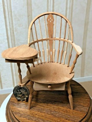 Dollhouse Miniature William Clinger Unfinished Writing Windsor Arm Chair 1:12