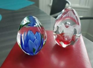 Two Dynasty Gallery Heirloom Art Glass Paperweights