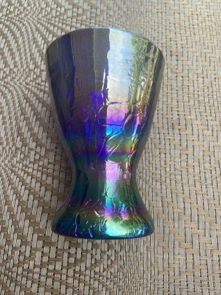 Rare Heavy Vintage Carnival Glass 6 1/4 Inch Tall Glass Or Vase