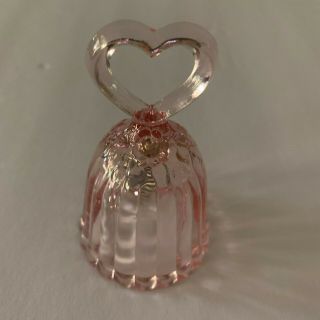 Vintage Fenton Pink Iridescent Glass Bell With Heart Handle 5.  25 "