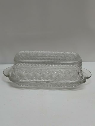 Vtg Anchor Hocking Wexford Glass Covered Butter Dish Serving Piece Holiday Table