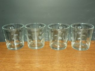 Set Of 4 Vintage Libbey Clear Drinking Cocktail Milk Juice Glass Large Dots 8 Oz