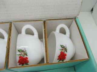 Anchor Hocking Anchorglass Serva Snack Set 1 Serving Tray 4 Cups Box Roses VTG 3