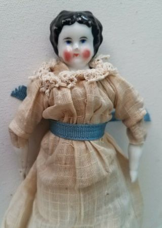 Antique China Head Doll 7 1/2” German Dress &pantaloons