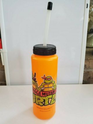 Teenage Mutant Ninja Turtles Tmnt Vtg 1988 Plastic Water Bottle Orange