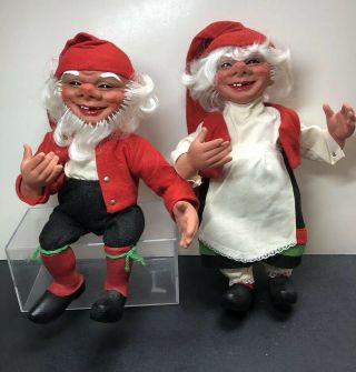 13.  5” Vintage Swedish Trolls Gnome Elf Dolls Arne Hasle Norwegian Set Of 2 L