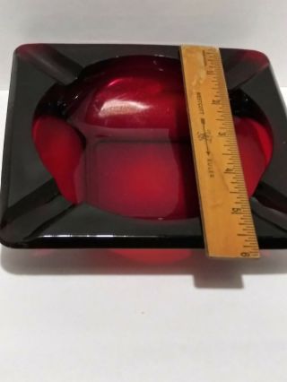 Vintage Royal Ruby Red Glass Ashtray Tobacciana Smoking 6 