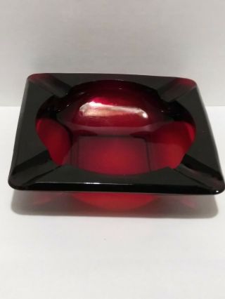 Vintage Royal Ruby Red Glass Ashtray Tobacciana Smoking 6 