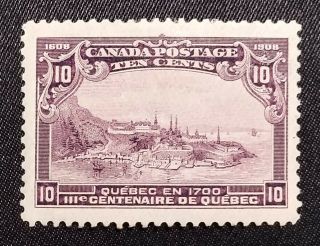 Canada 101 Rare 10c Champlains Headquarters Quebec City Dark Violet 1908 Stamp