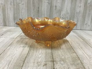 Vintage Gold Carnival Glass Bowl Tree Design 8 "