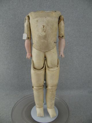 18 " Antique Kid Leather German Kestner Doll Body For Doll Making W Bisque Arms