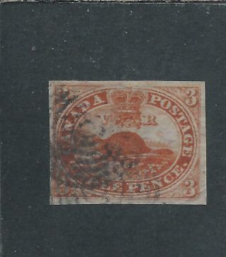 Canada Colony 1852 - 57 3d Red Four Margins Gu Sg 22 Cat £450