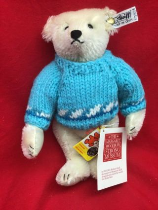 Vintage White Steiff Teddy Bear 9 3/4 Inch Collectible 1985 No 0158/25 W Sweater