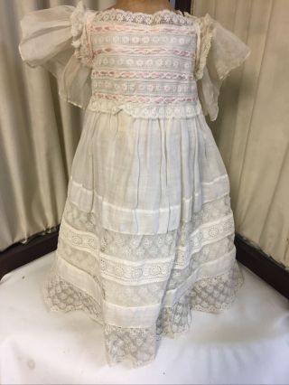 Vintage White Doll Dress Made With Cotton And Lace