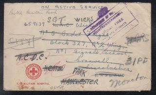 South Africa 1943 Wwii Military Hospital Cover Redirected To Canada Red Cross