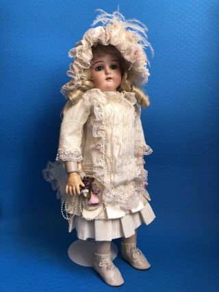 Antique Style Doll Dress & Bonnet For French Or German Bisque Bebe Vintage