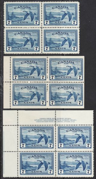 Canada 7c Goose Airmail,  Scott C9,  C9a,  C9pb,  Vf Mnh - Awesome